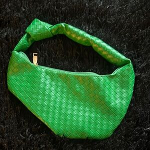 Green Woven Shoulder Bag